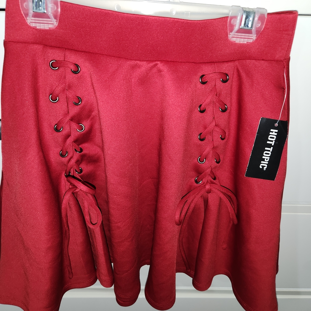 Hot Topic Red Skater Mini Skirt with Tie Front